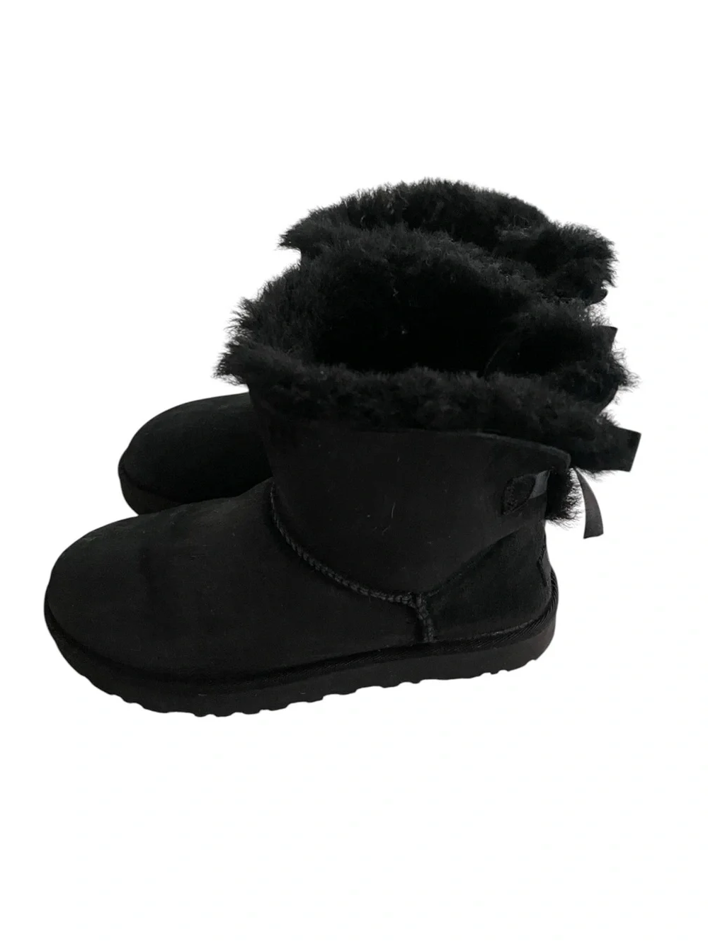 UGG Classic Mini Bailey Bow II Women's Black Short Shearling Boots Size 7